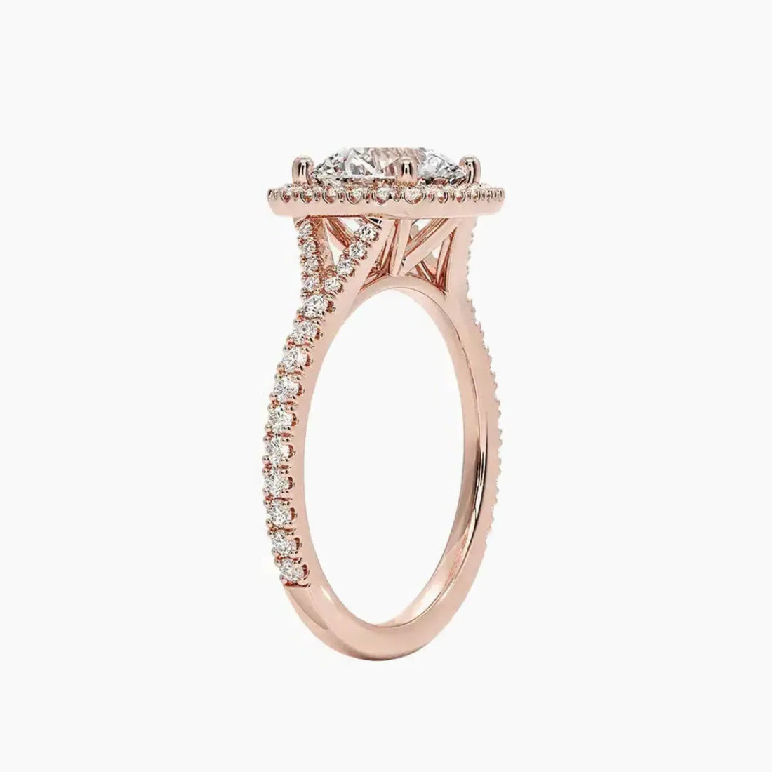 Lysandra Round Hidden Halo 1 Carat Lab Grown Diamond Engagement Ring in 14K Rose Gold
