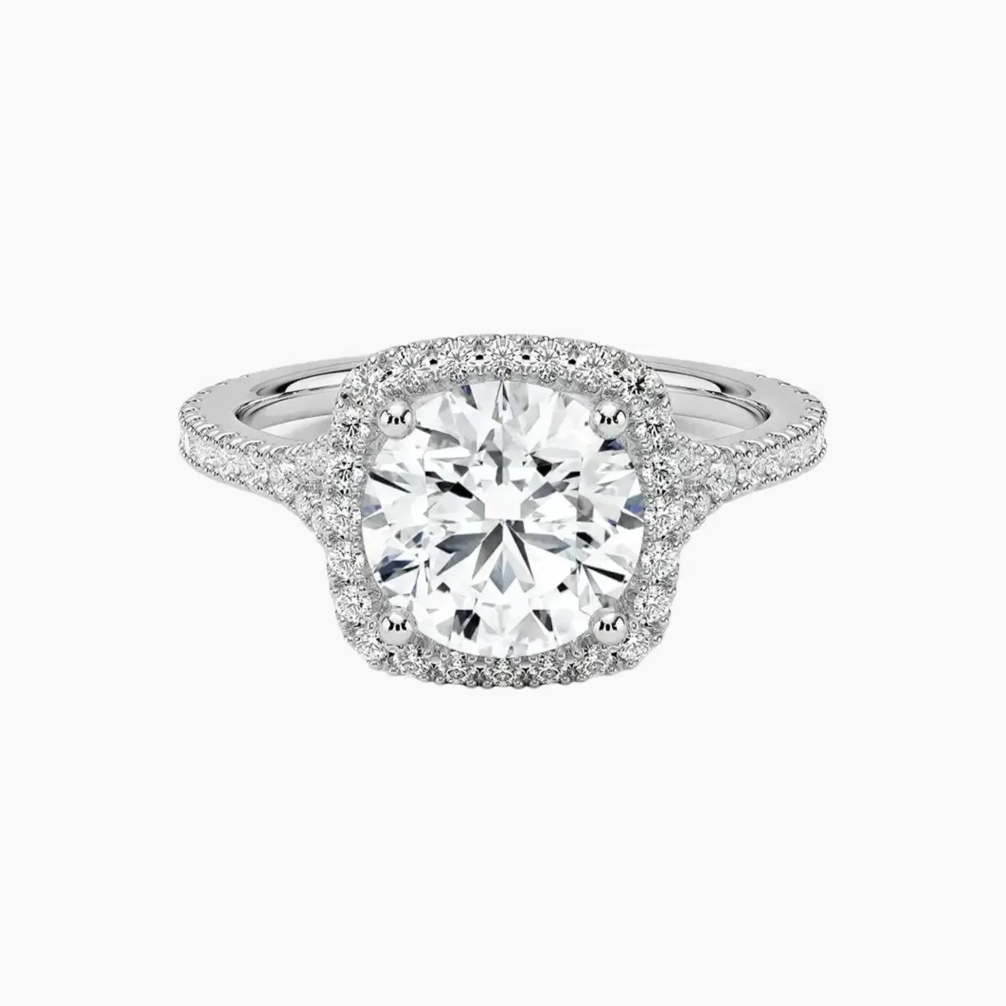 Lysandra Round Hidden Halo 1 Carat Lab Grown Diamond Engagement Ring in 14K Rose Gold