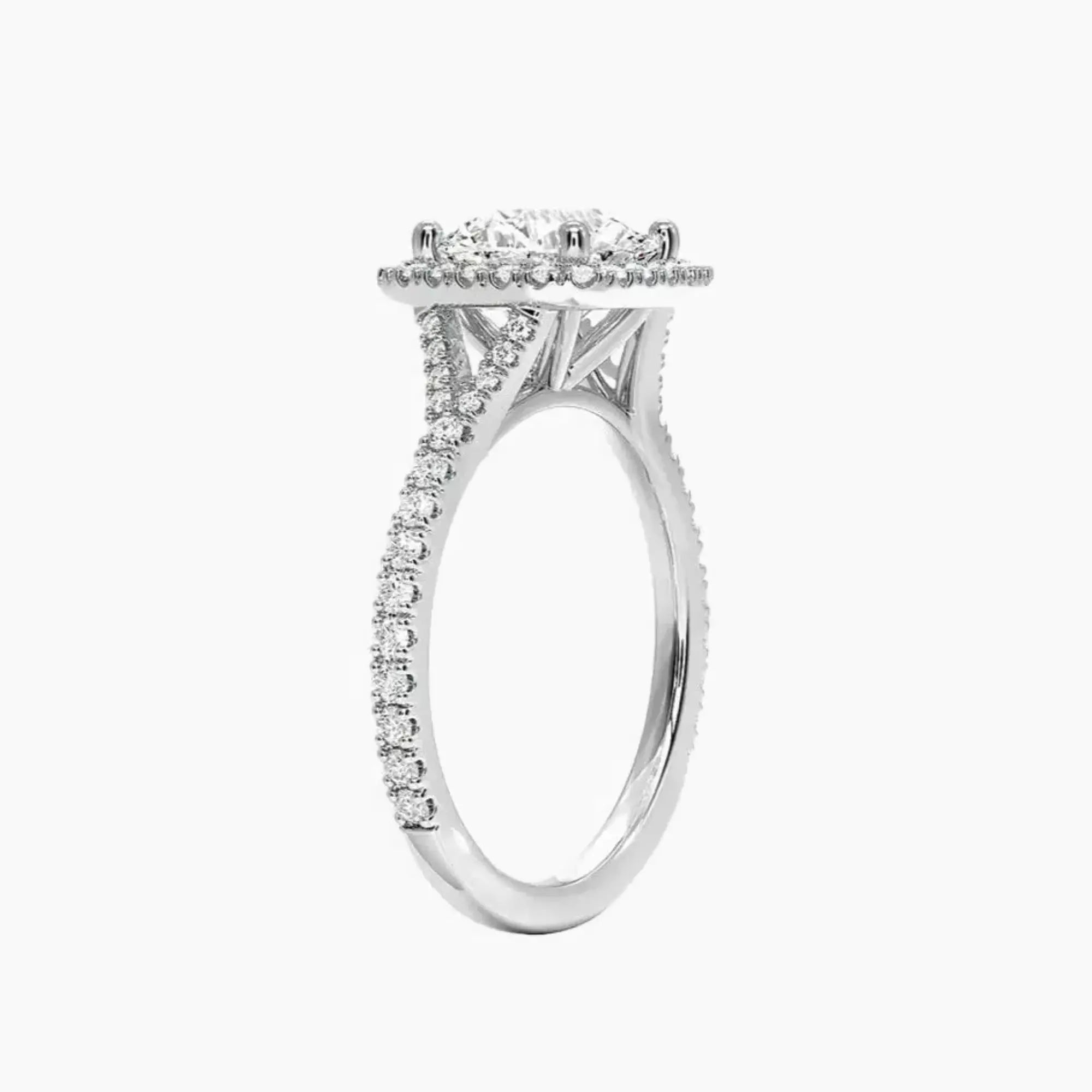 Lysandra Round Hidden Halo 2.5 Carat Lab Grown Diamond Engagement Ring in 14K White Gold