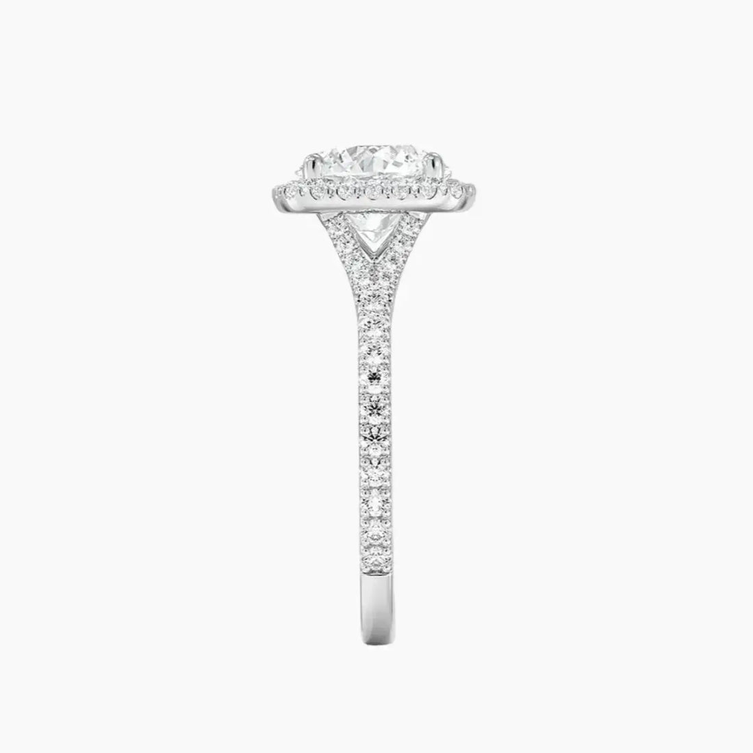 Lysandra Round Hidden Halo 2 Carat Lab Grown Diamond Engagement Ring in 14K White Gold