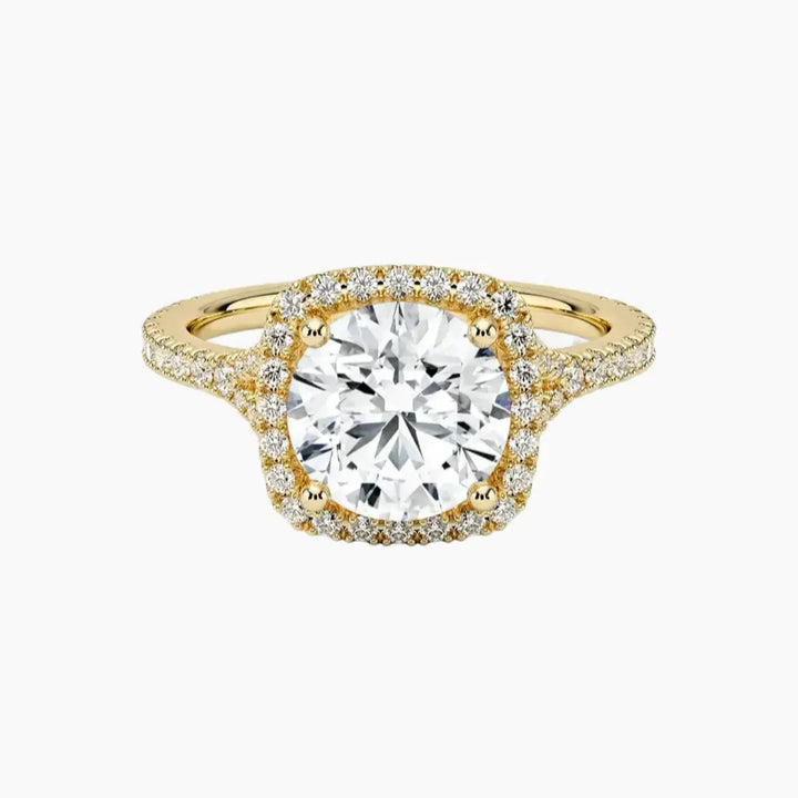 Lysandra Round Hidden Halo 1.5 Carat Lab Grown Diamond Engagement Ring in 14K Yellow Gold
