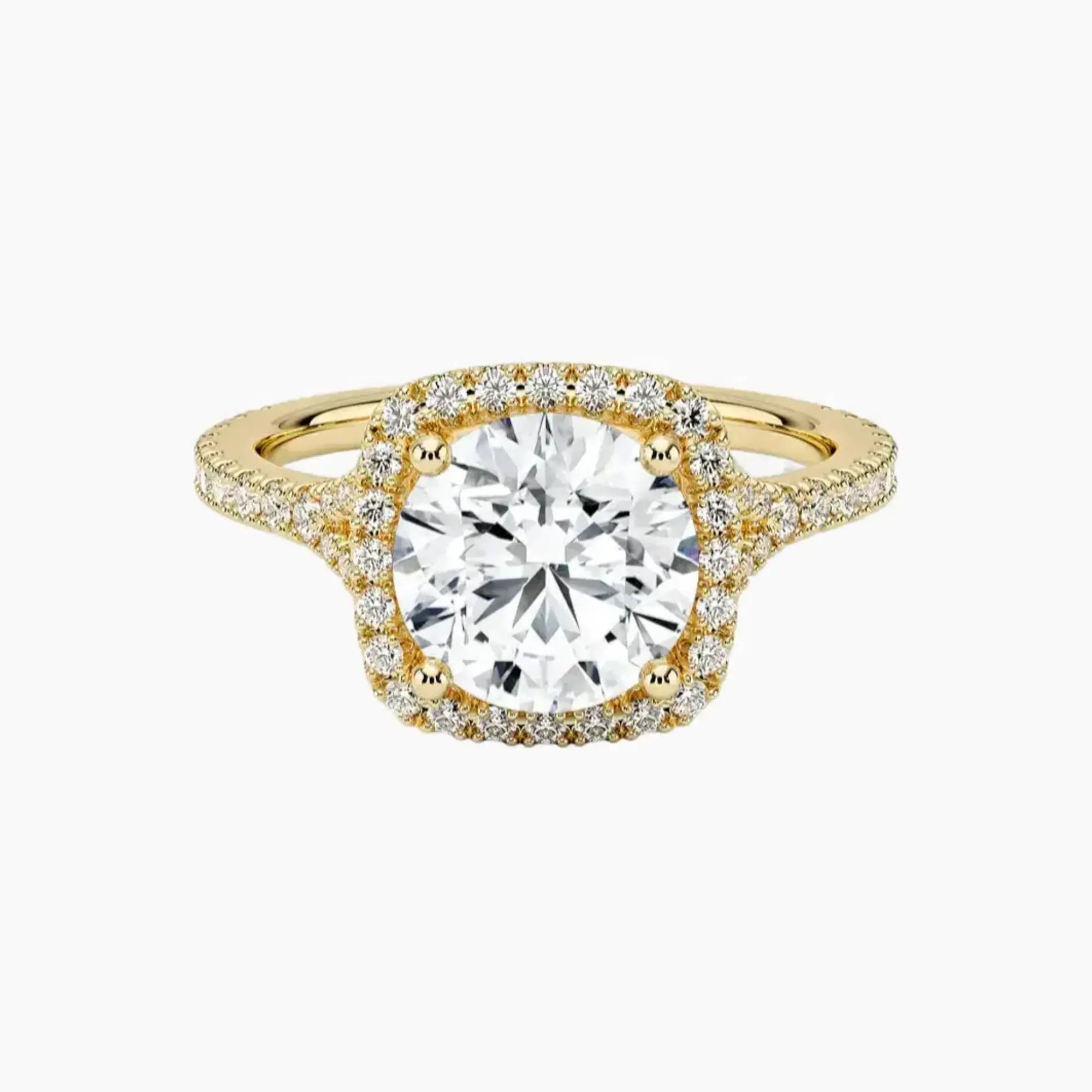 Lysandra Round Hidden Halo 1 Carat Lab Grown Diamond Engagement Ring in 14K Rose Gold