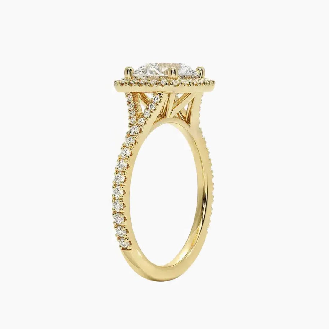Lysandra Round Hidden Halo 2 Carat Lab Grown Diamond Engagement Ring in 14K Rose Gold