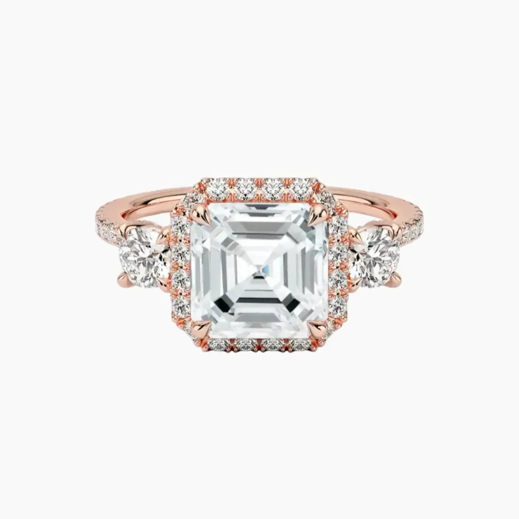Brielle Asscher Hidden Halo 1 Carat Lab Grown Diamond Engagement Ring in 14K White Gold
