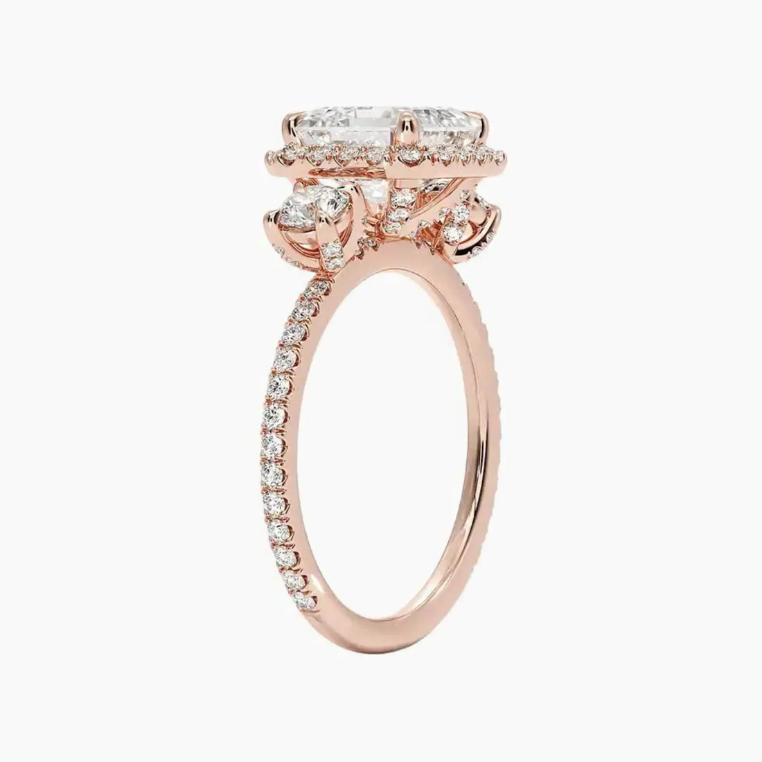 Brielle Asscher Hidden Halo Diamond Ring Setting in 18K Yellow Gold