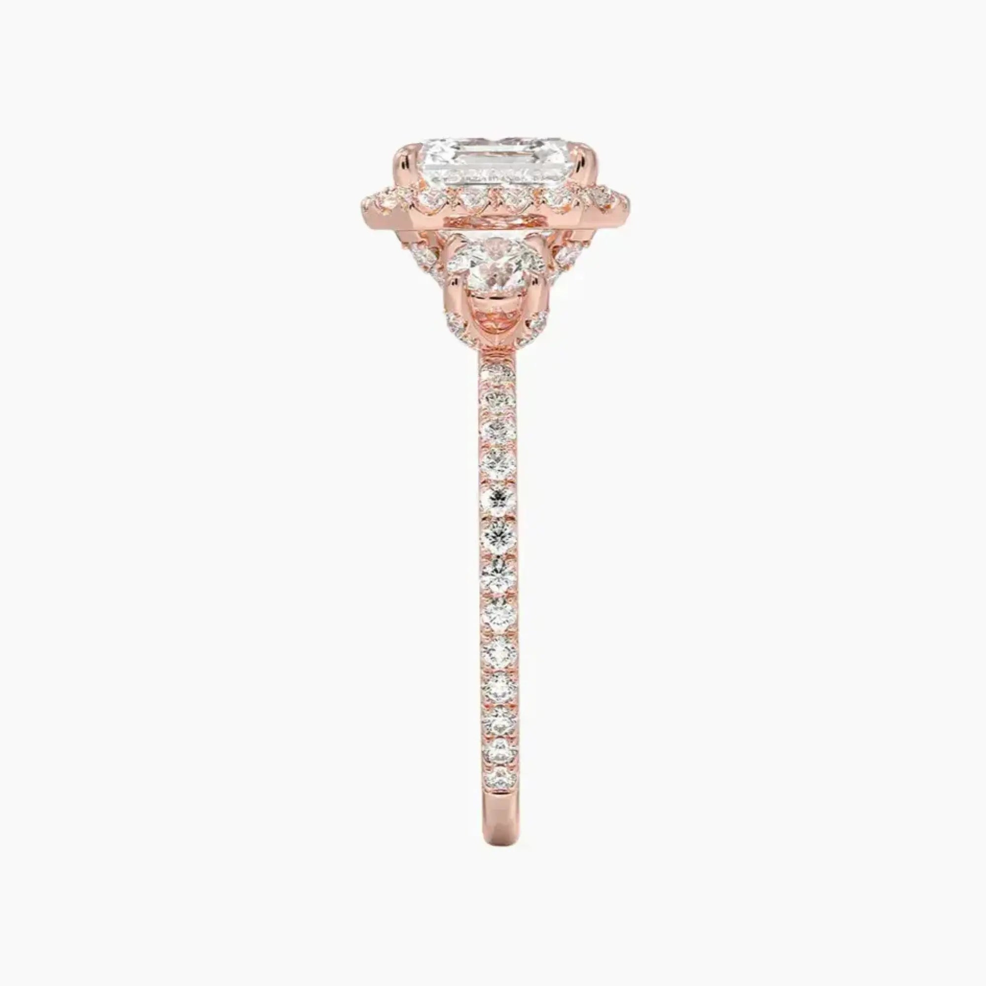 Brielle Asscher Hidden Halo 3 Carat Lab Grown Diamond Engagement Ring in 18K Yellow Gold