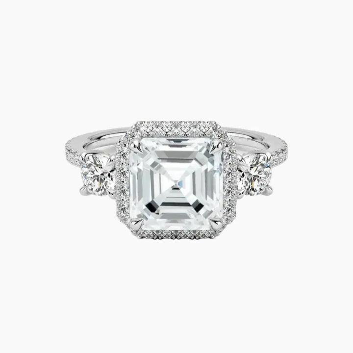 Brielle Asscher Hidden Halo 1.5 Carat Lab Grown Diamond Engagement Ring in 18K White Gold