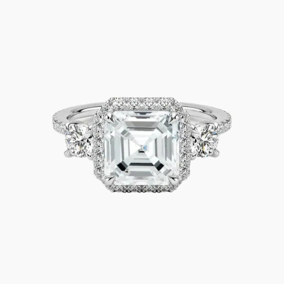 Brielle Asscher Hidden Halo 2 Carat Lab Grown Diamond Engagement Ring in 14K Rose Gold