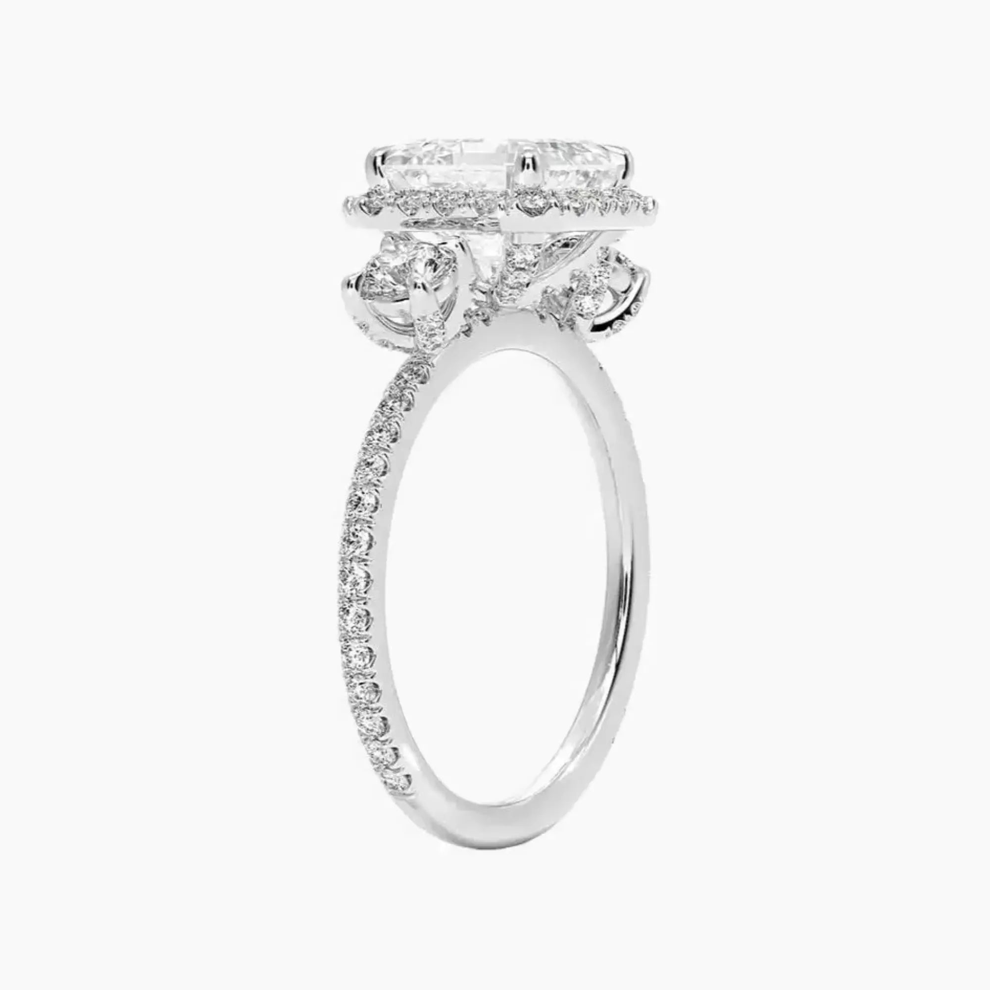 Brielle Asscher Hidden Halo 2 Carat Lab Grown Diamond Engagement Ring in 14K White Gold
