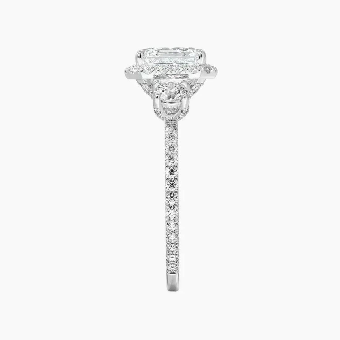Brielle Asscher Hidden Halo 2 Carat Lab Grown Diamond Engagement Ring in 14K White Gold