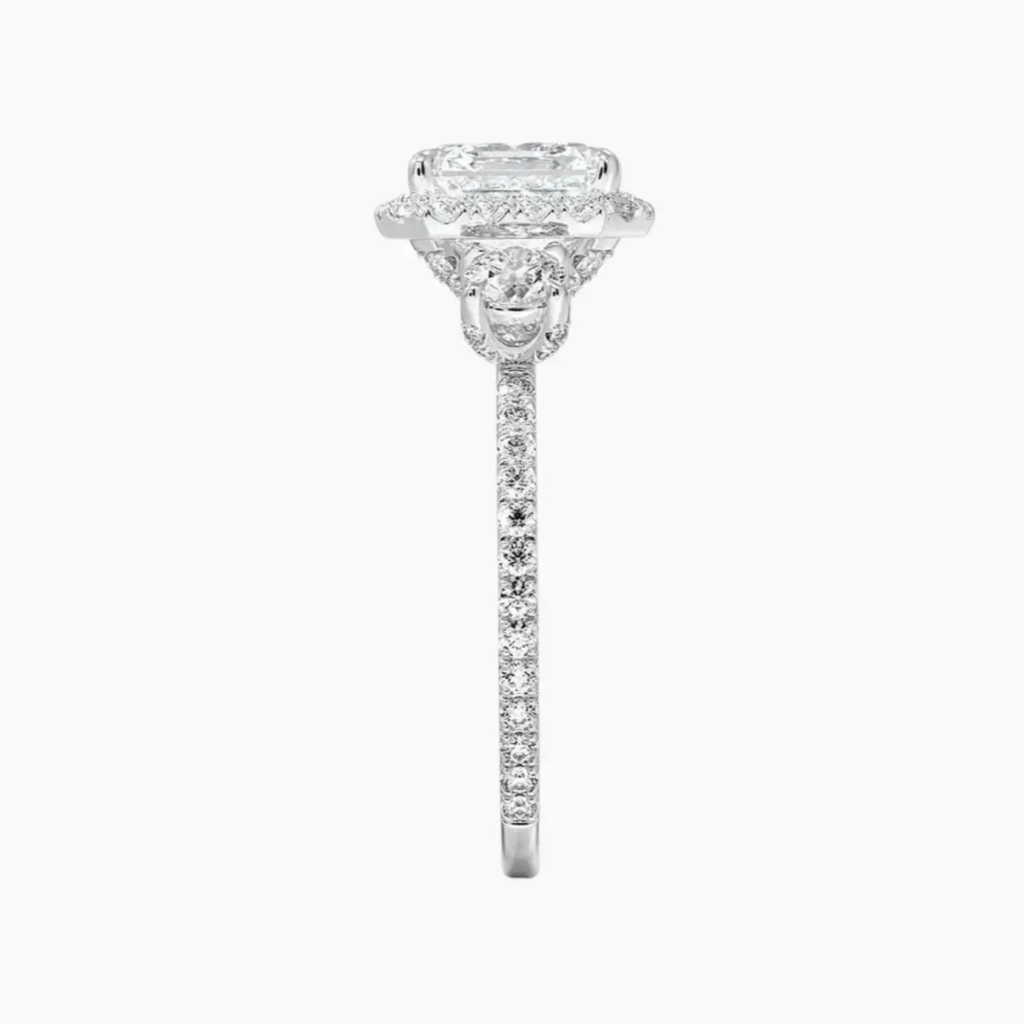 Brielle Asscher Hidden Halo 3 Carat Lab Grown Diamond Engagement Ring in 14K Yellow Gold
