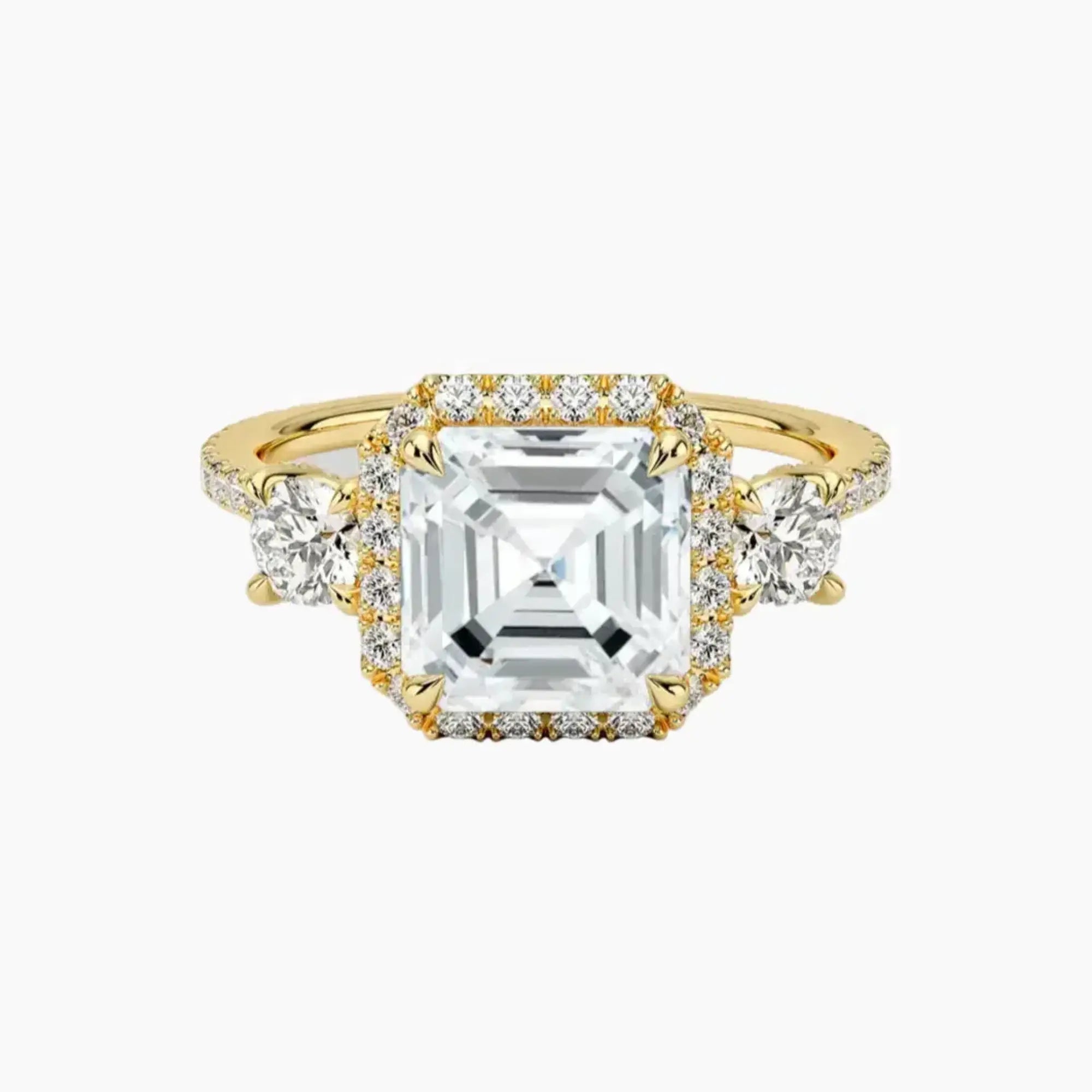 Brielle Asscher Hidden Halo 3 Carat Lab Grown Diamond Engagement Ring in 14K White Gold