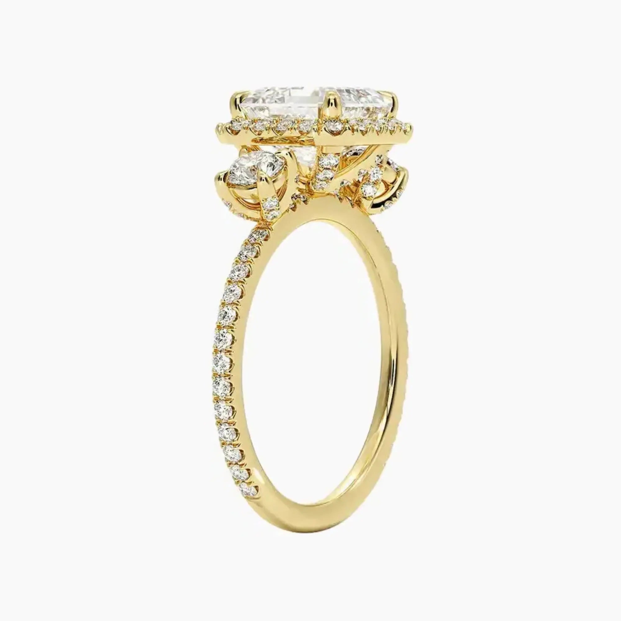 Brielle Asscher Hidden Halo 3 Carat Lab Grown Diamond Engagement Ring in 14K White Gold