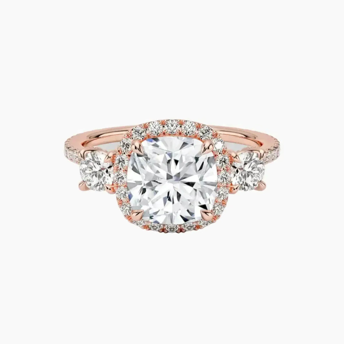 Brielle Cushion Hidden Halo 2.5 Carat Lab Grown Diamond Engagement Ring in 18K Rose Gold
