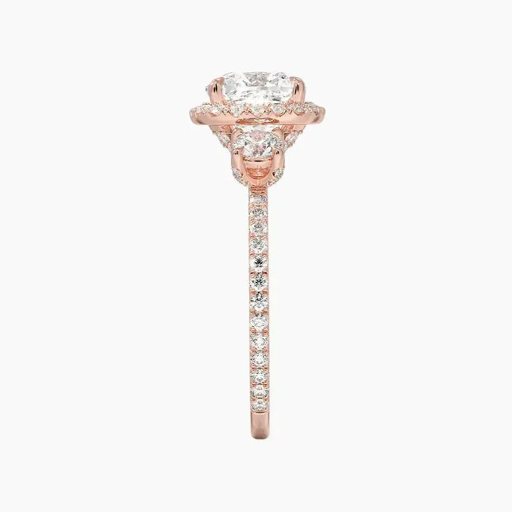 Brielle Cushion Hidden Halo 1 Carat Lab Grown Diamond Engagement Ring in 14K Yellow Gold
