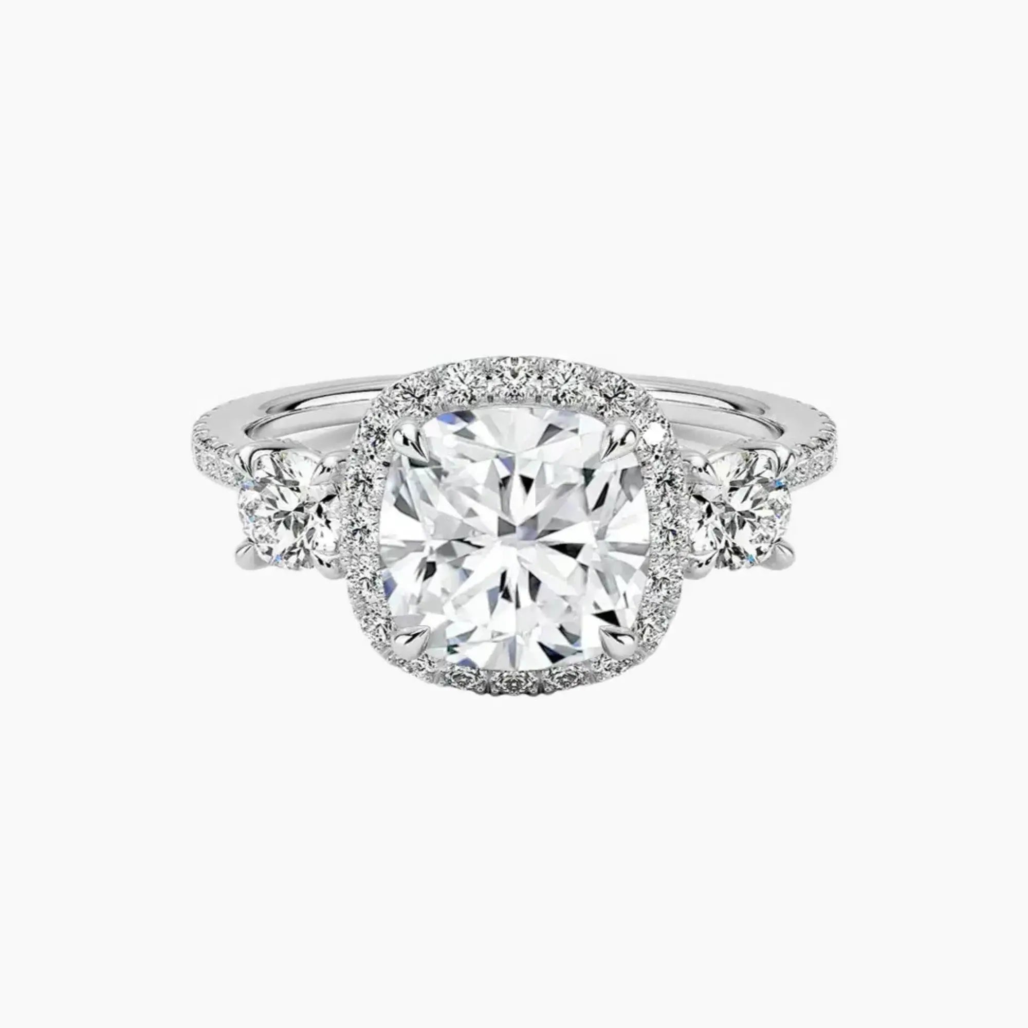 Brielle Cushion Hidden Halo 2.5 Carat Lab Grown Diamond Engagement Ring in 14K Rose Gold