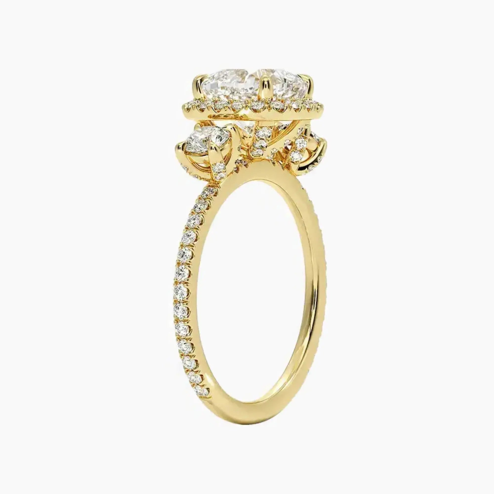 Brielle Cushion Hidden Halo 1.5 Carat Lab Grown Diamond Engagement Ring in 18K Yellow Gold