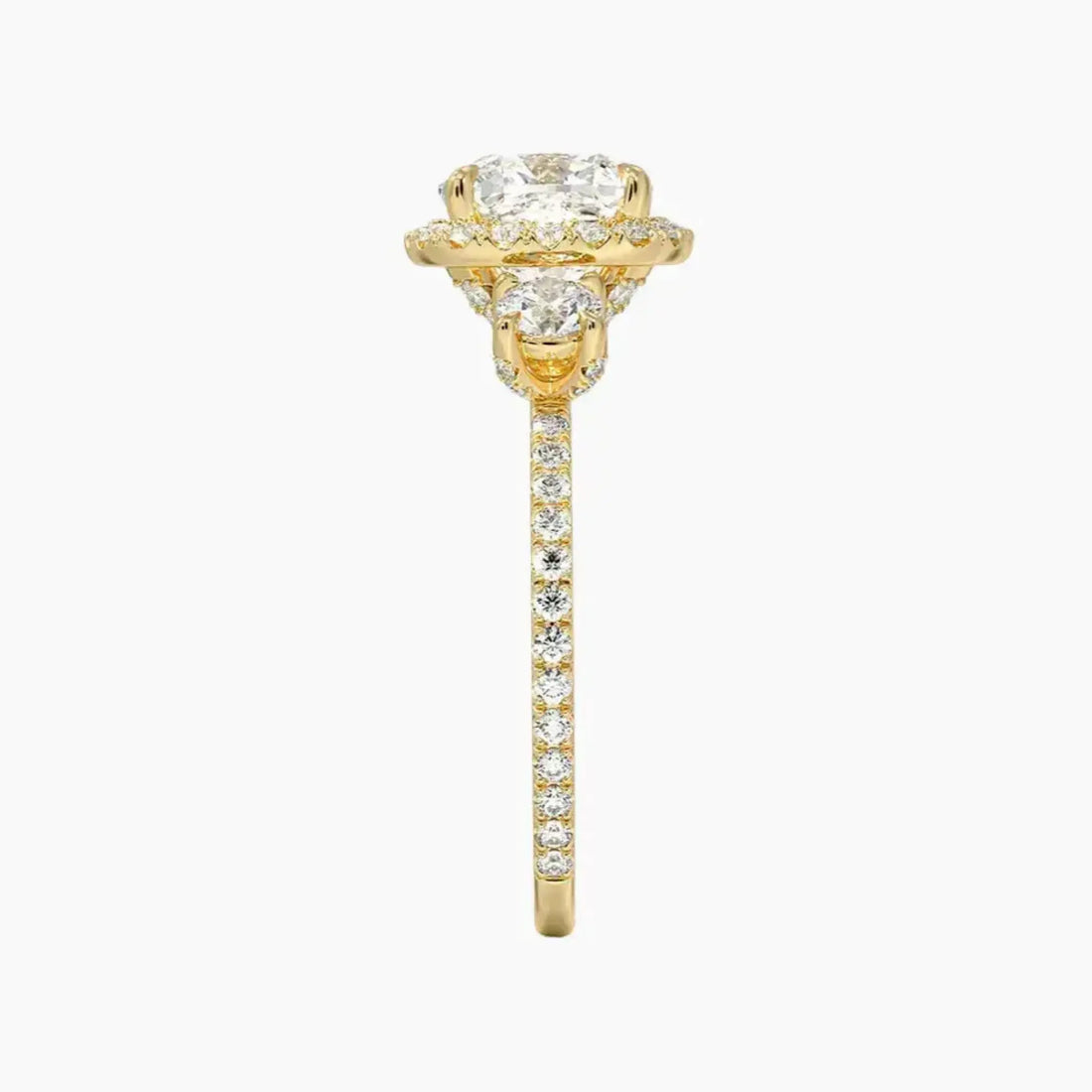 Brielle Cushion Hidden Halo 3 Carat Lab Grown Diamond Engagement Ring in 18K Rose Gold