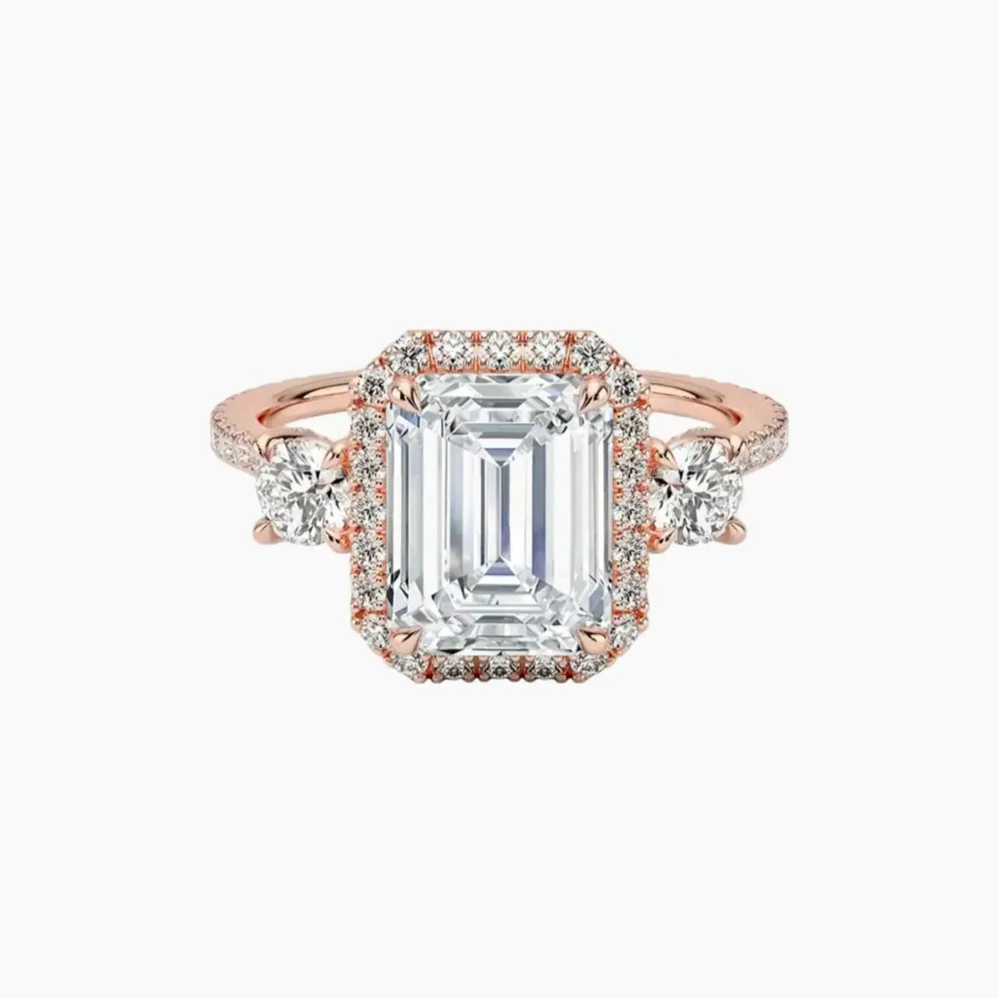 Brielle Emerald Hidden Halo 1 Carat Lab Grown Diamond Engagement Ring in 18K Yellow Gold