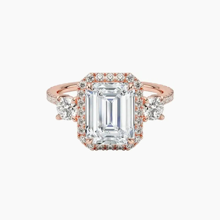 Brielle Emerald Hidden Halo 1.5 Carat Lab Grown Diamond Engagement Ring in 14K Rose Gold