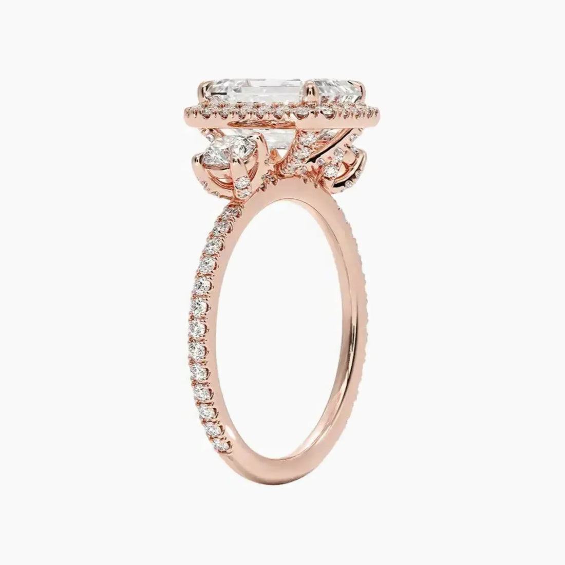 Brielle Emerald Hidden Halo 1.5 Carat Lab Grown Diamond Engagement Ring in 14K Rose Gold