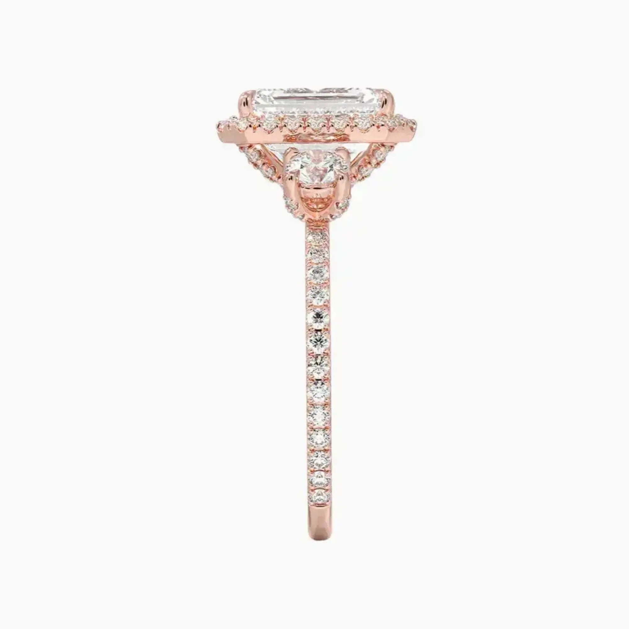 Brielle Emerald Hidden Halo 1.5 Carat Lab Grown Diamond Engagement Ring in 18K Rose Gold