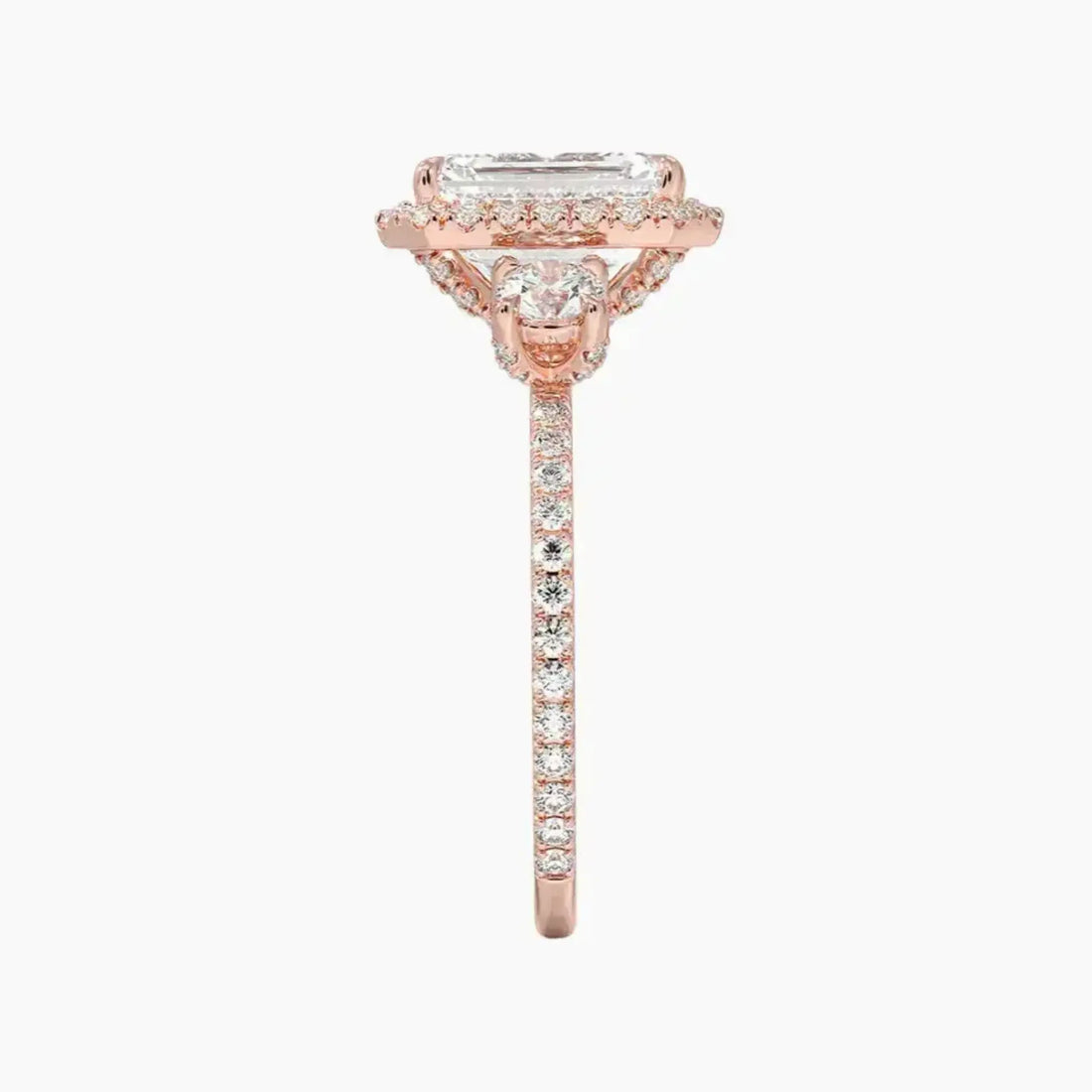 Brielle Emerald Hidden Halo Diamond Ring Setting in 14K White Gold