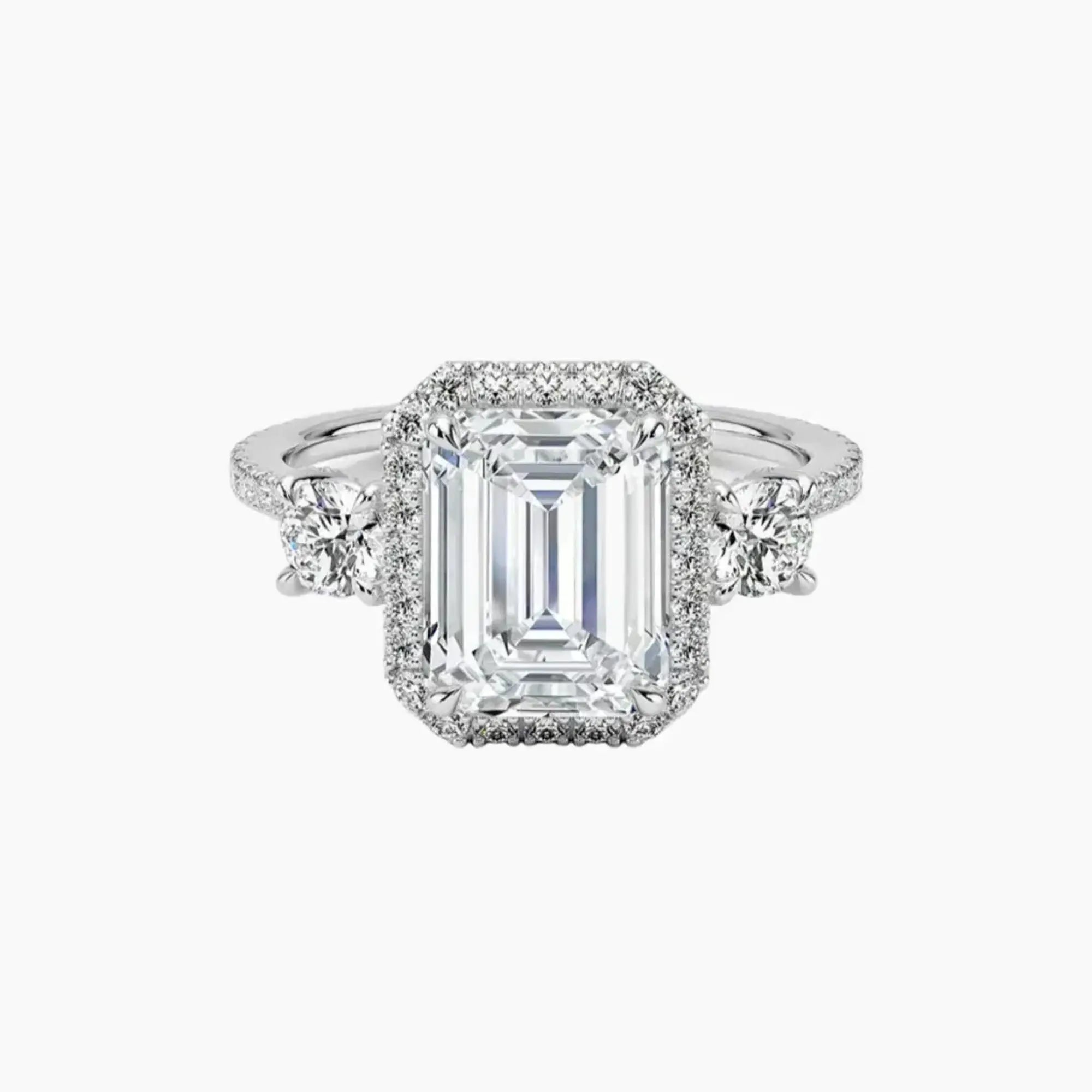 Brielle Emerald Hidden Halo 2.5 Carat Lab Grown Diamond Engagement Ring in 14K Rose Gold