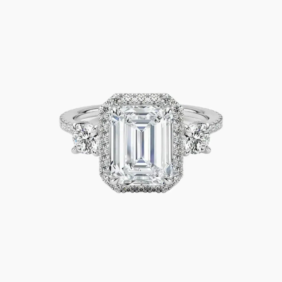 Brielle Emerald Hidden Halo 1.5 Carat Lab Grown Diamond Engagement Ring in 18K White Gold