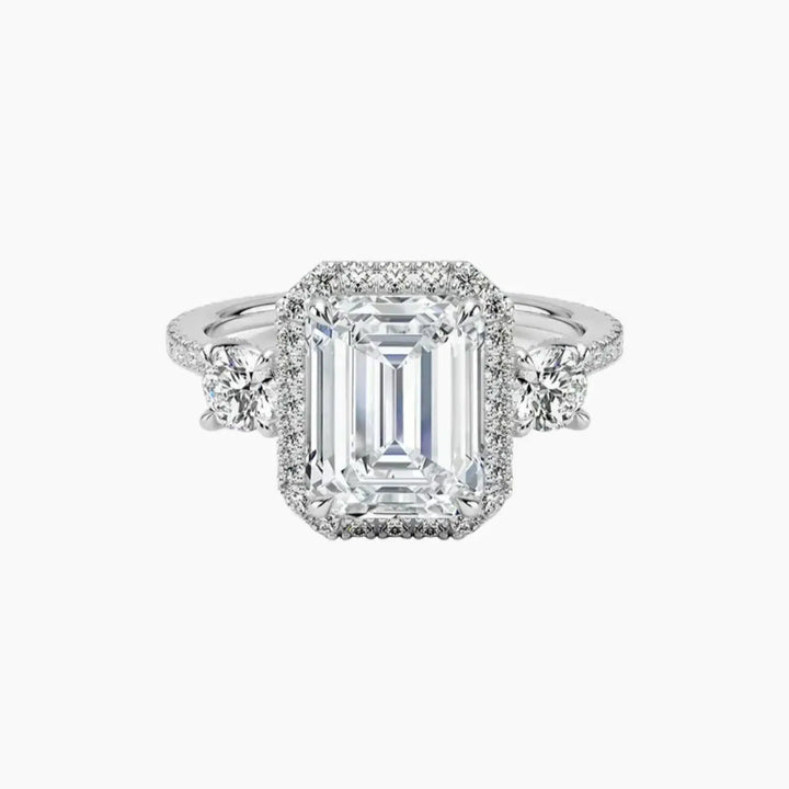 Brielle Emerald Hidden Halo 1.5 Carat Lab Grown Diamond Engagement Ring in 18K White Gold