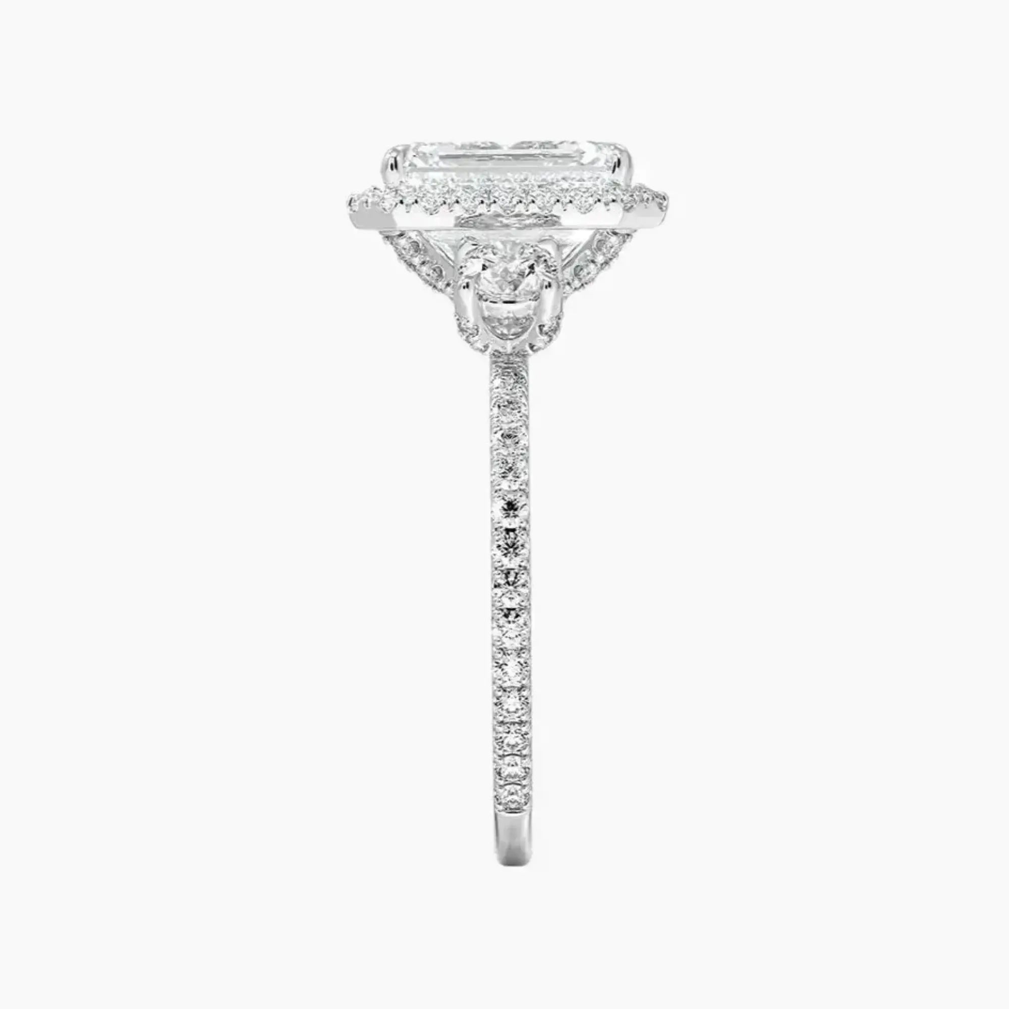 Brielle Emerald Hidden Halo Diamond Ring Setting in 18K Rose Gold