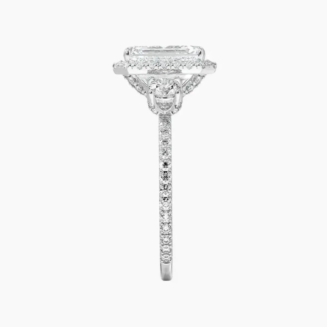 Brielle Emerald Hidden Halo 2.5 Carat Lab Grown Diamond Engagement Ring in 14K Yellow Gold