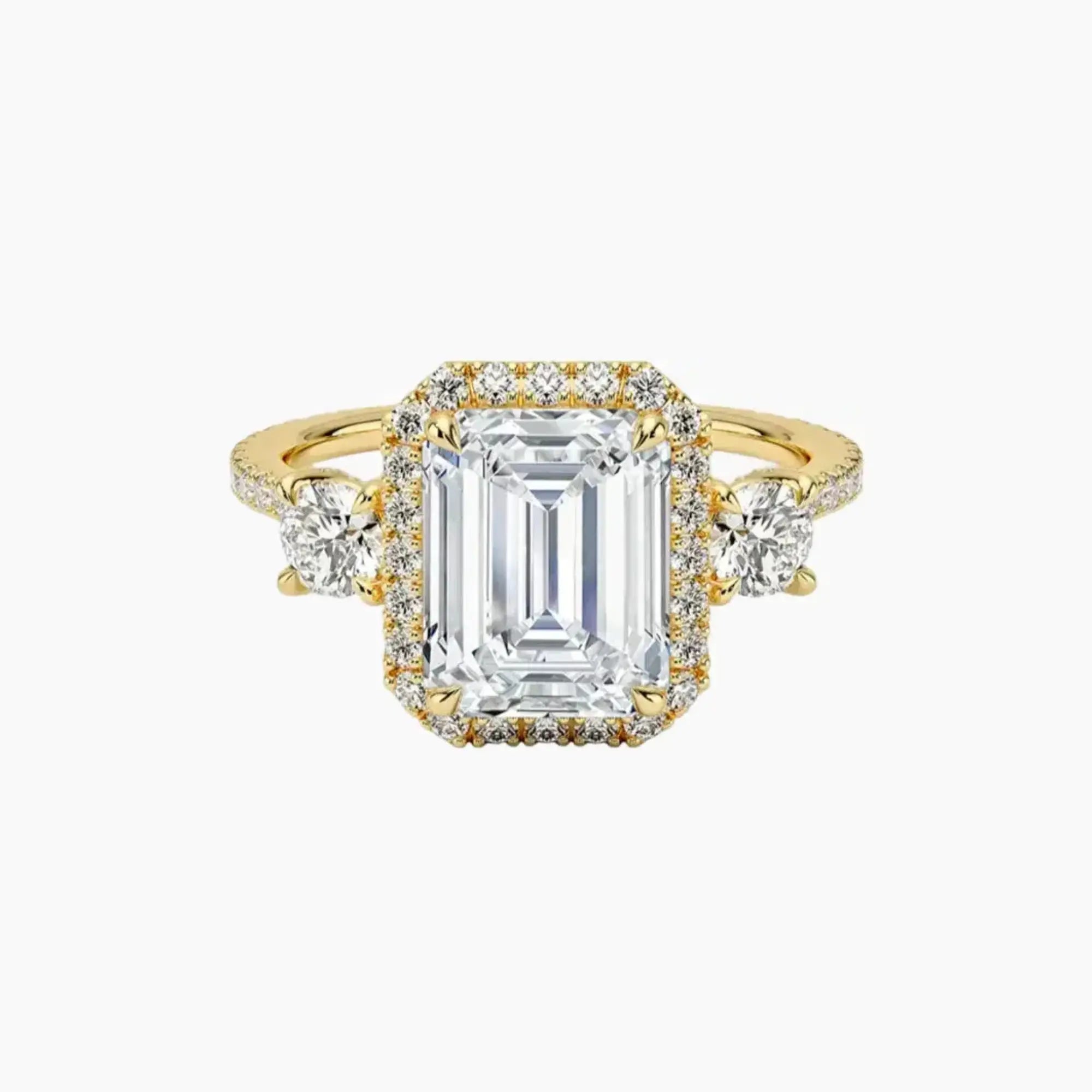 Brielle Emerald Hidden Halo 1.5 Carat Lab Grown Diamond Engagement Ring in 18K Rose Gold