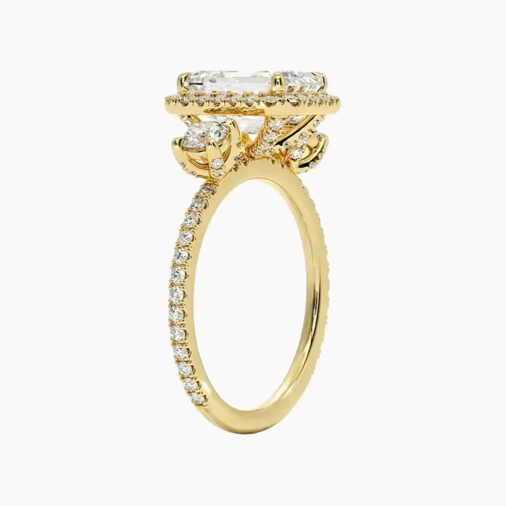 Brielle Emerald Hidden Halo 2 Carat Lab Grown Diamond Engagement Ring in 14K Yellow Gold