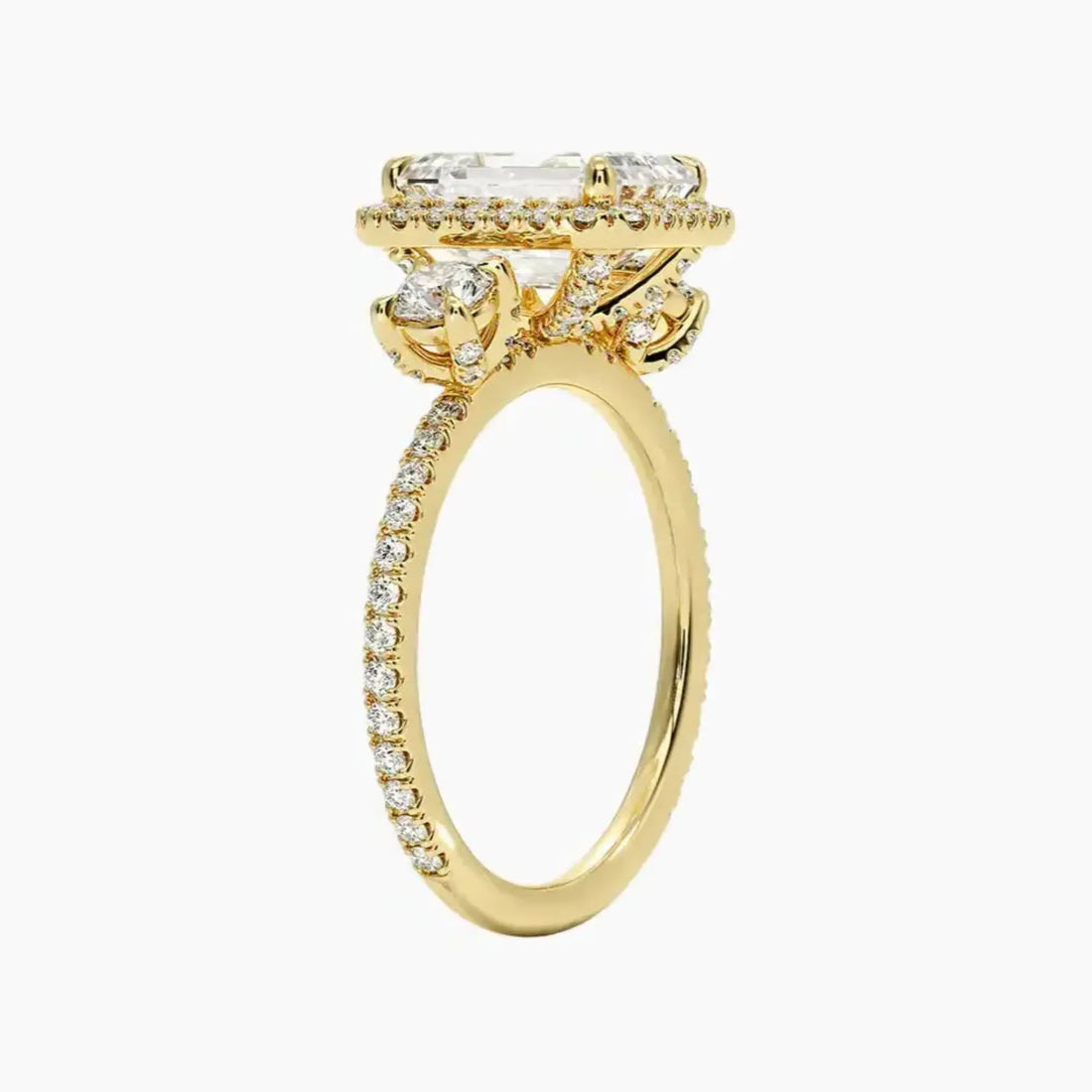 Brielle Emerald Hidden Halo Diamond Ring Setting in 18K Rose Gold
