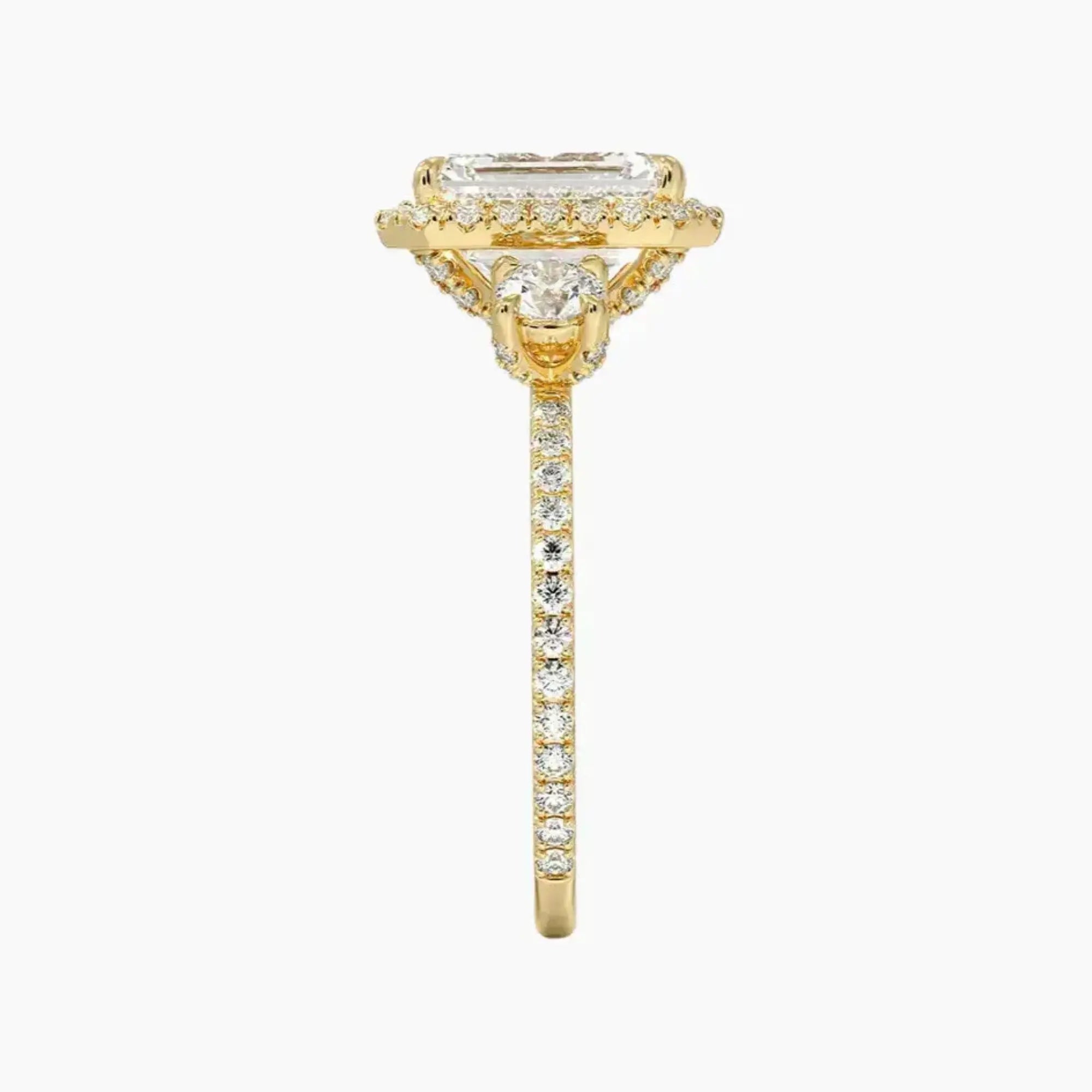 Brielle Emerald Hidden Halo 2.5 Carat Lab Grown Diamond Engagement Ring in 14K Rose Gold