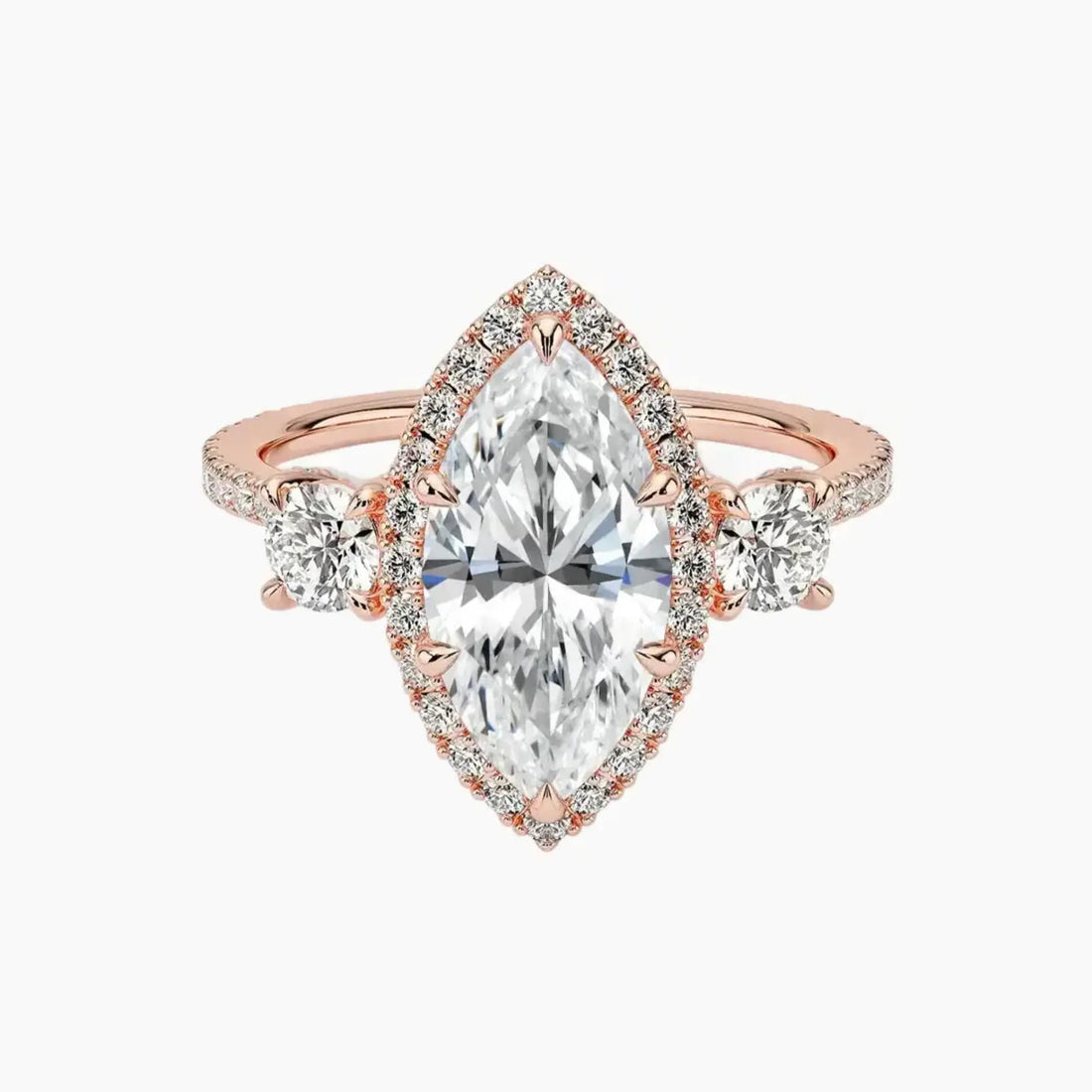 Brielle Marquise Hidden Halo 1.5 Carat Lab Grown Diamond Engagement Ring in 14K Rose Gold