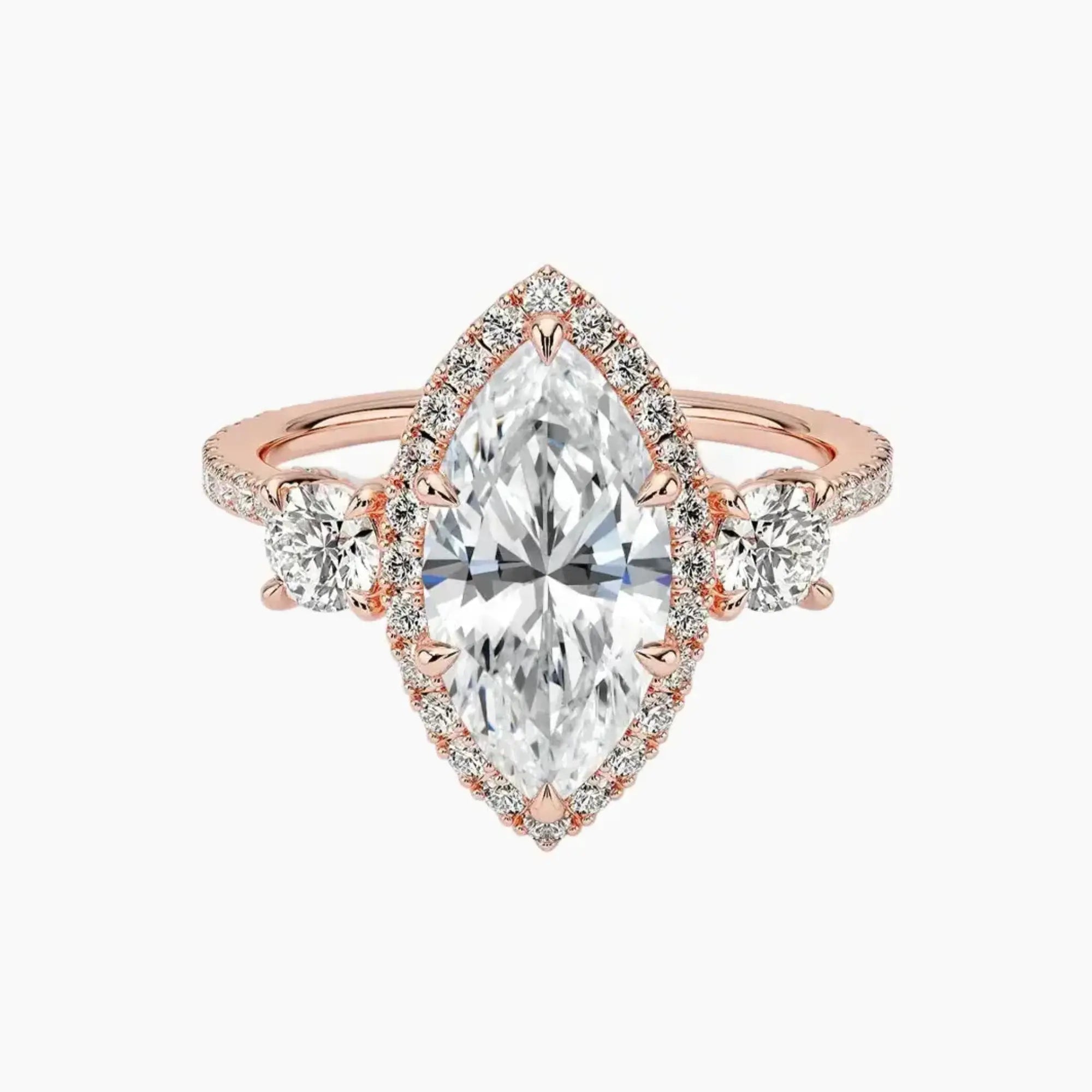 Brielle Marquise Hidden Halo 2 Carat Lab Grown Diamond Engagement Ring in 18K White Gold