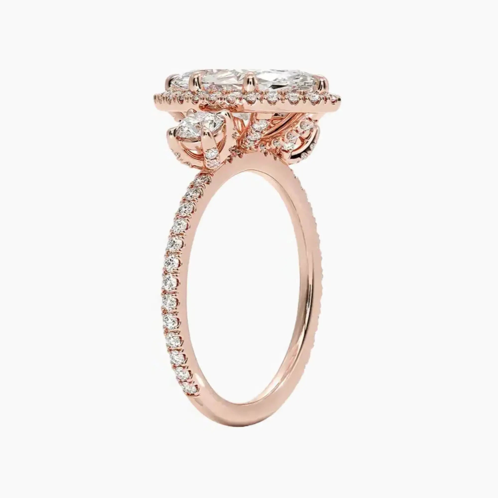 Brielle Marquise Hidden Halo 2 Carat Lab Grown Diamond Engagement Ring in 18K White Gold
