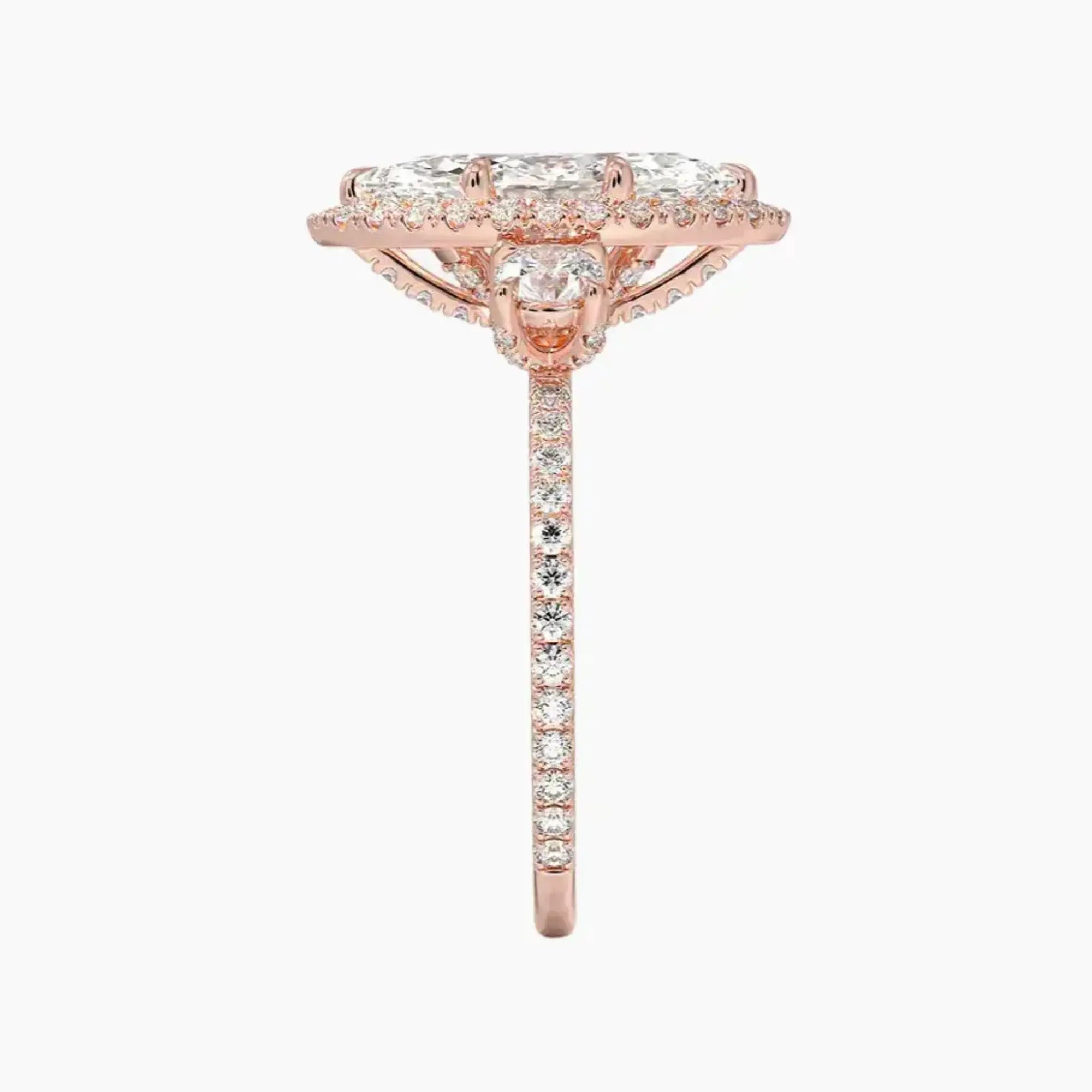 Brielle Marquise Hidden Halo 2.5 Carat Lab Grown Diamond Engagement Ring in 18K Rose Gold