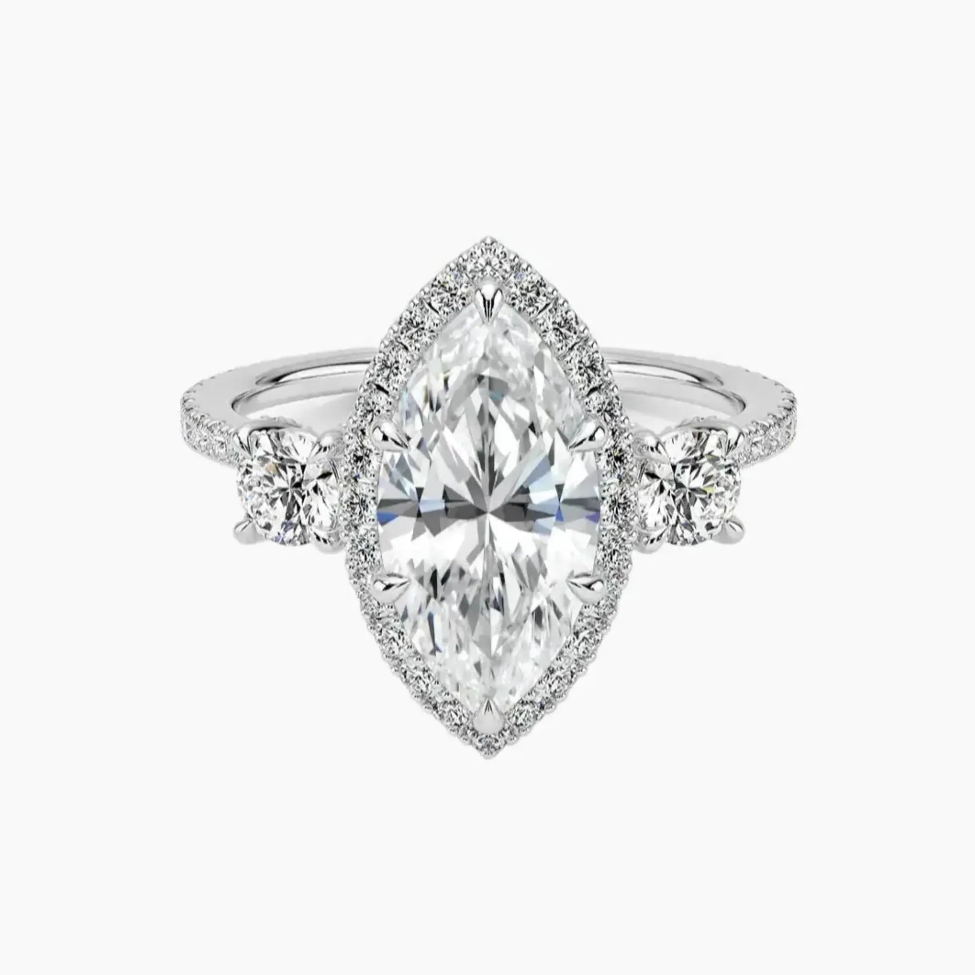Brielle Marquise Hidden Halo 1 Carat Lab Grown Diamond Engagement Ring in 18K Yellow Gold