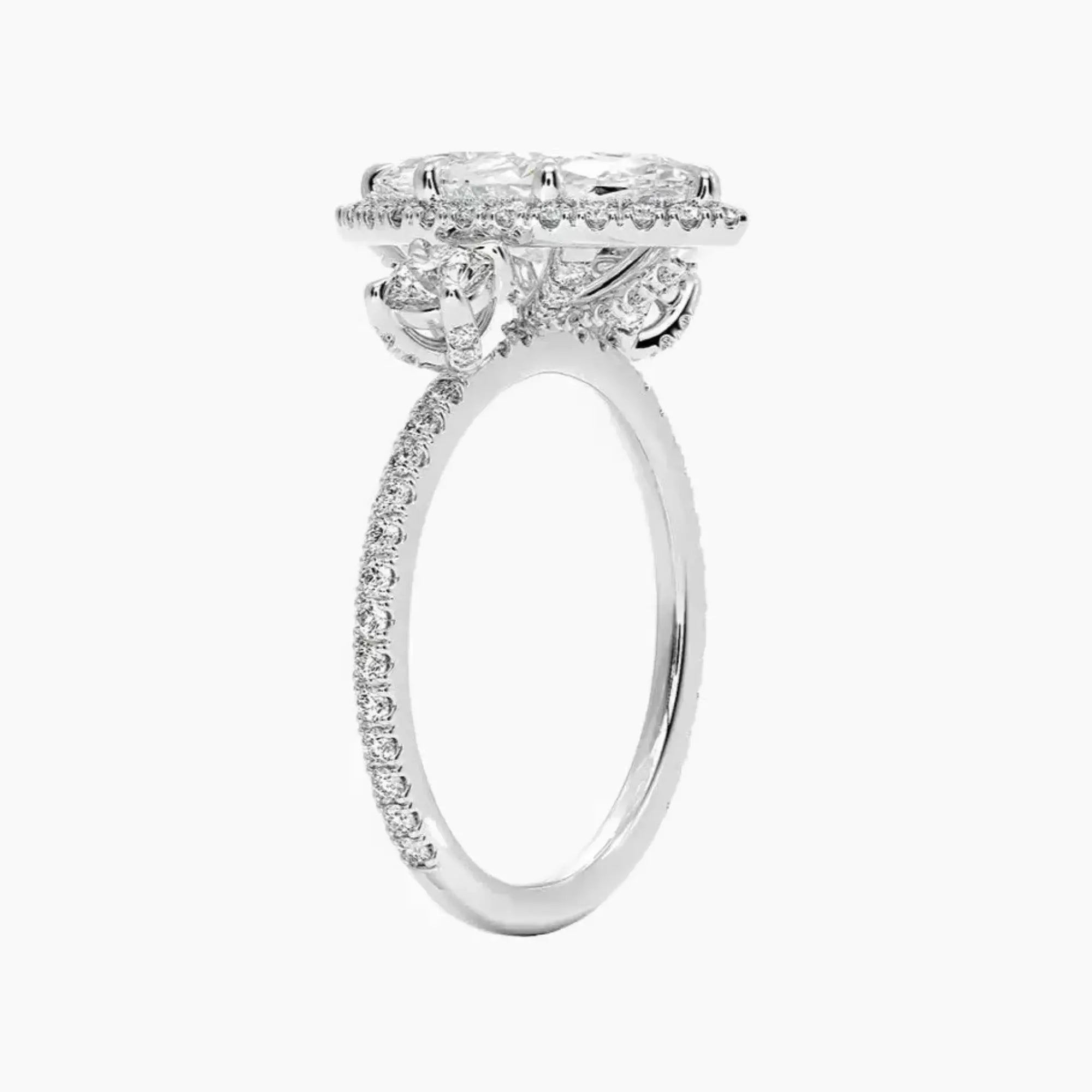 Brielle Marquise Hidden Halo 2 Carat Lab Grown Diamond Engagement Ring in 18K White Gold
