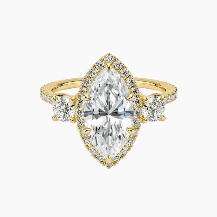 Brielle Marquise Hidden Halo 1.5 Carat Lab Grown Diamond Engagement Ring in 18K Yellow Gold