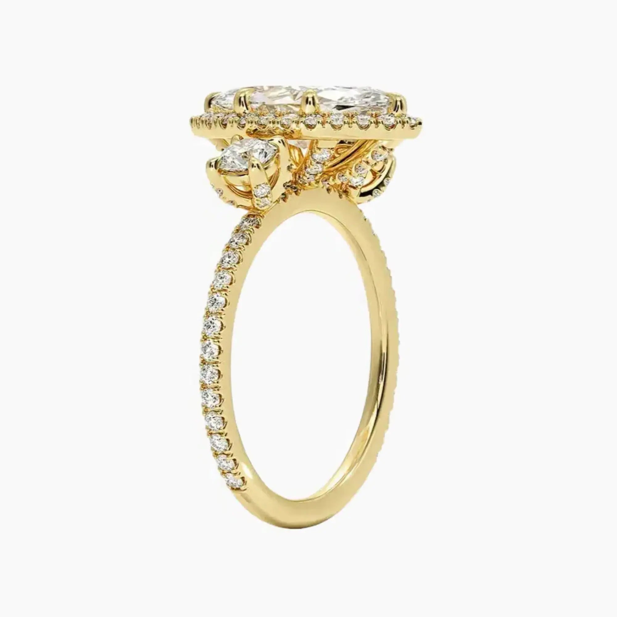 Brielle Marquise Hidden Halo Diamond Ring Setting in 18K Yellow Gold