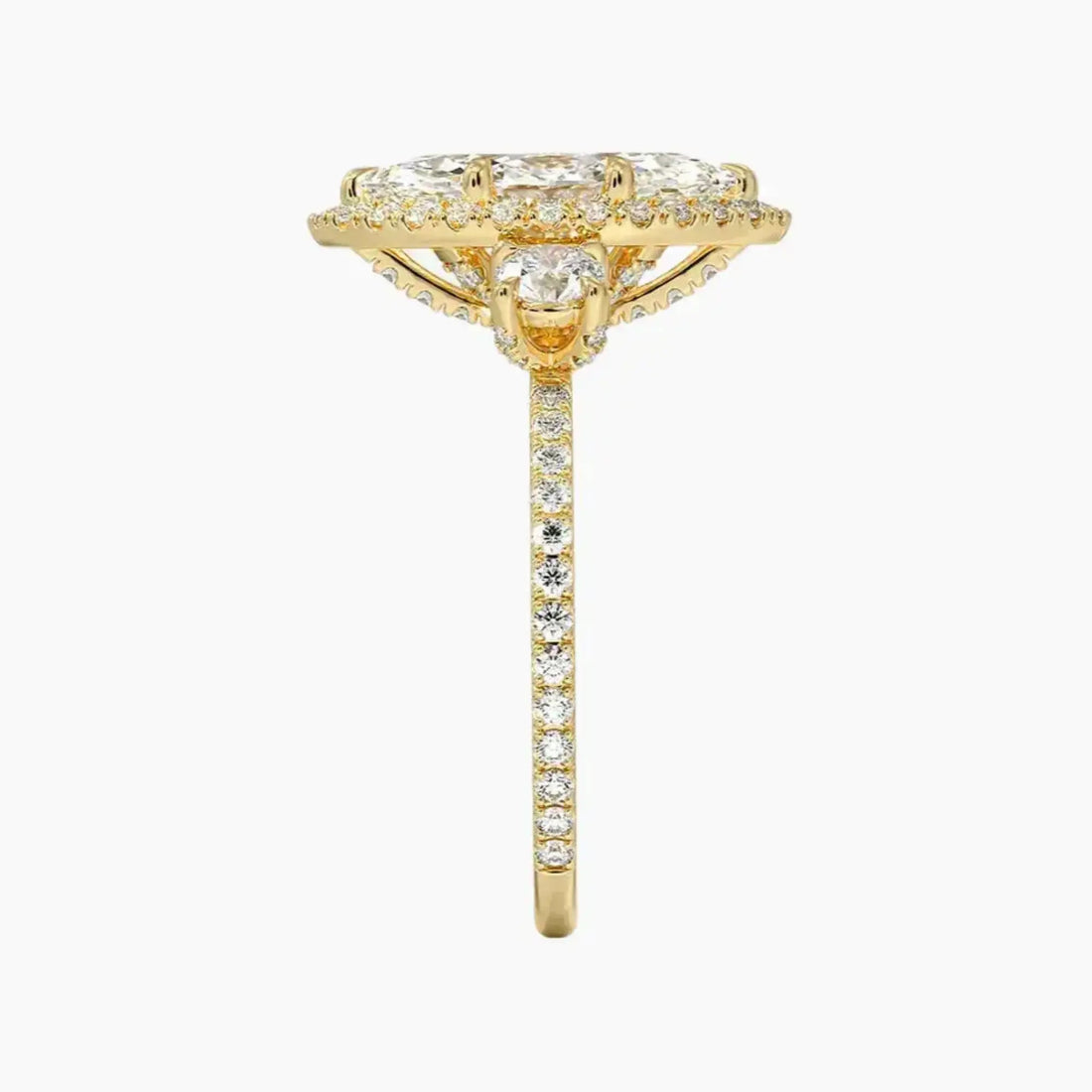 Brielle Marquise Hidden Halo Diamond Ring Setting in 18K Yellow Gold