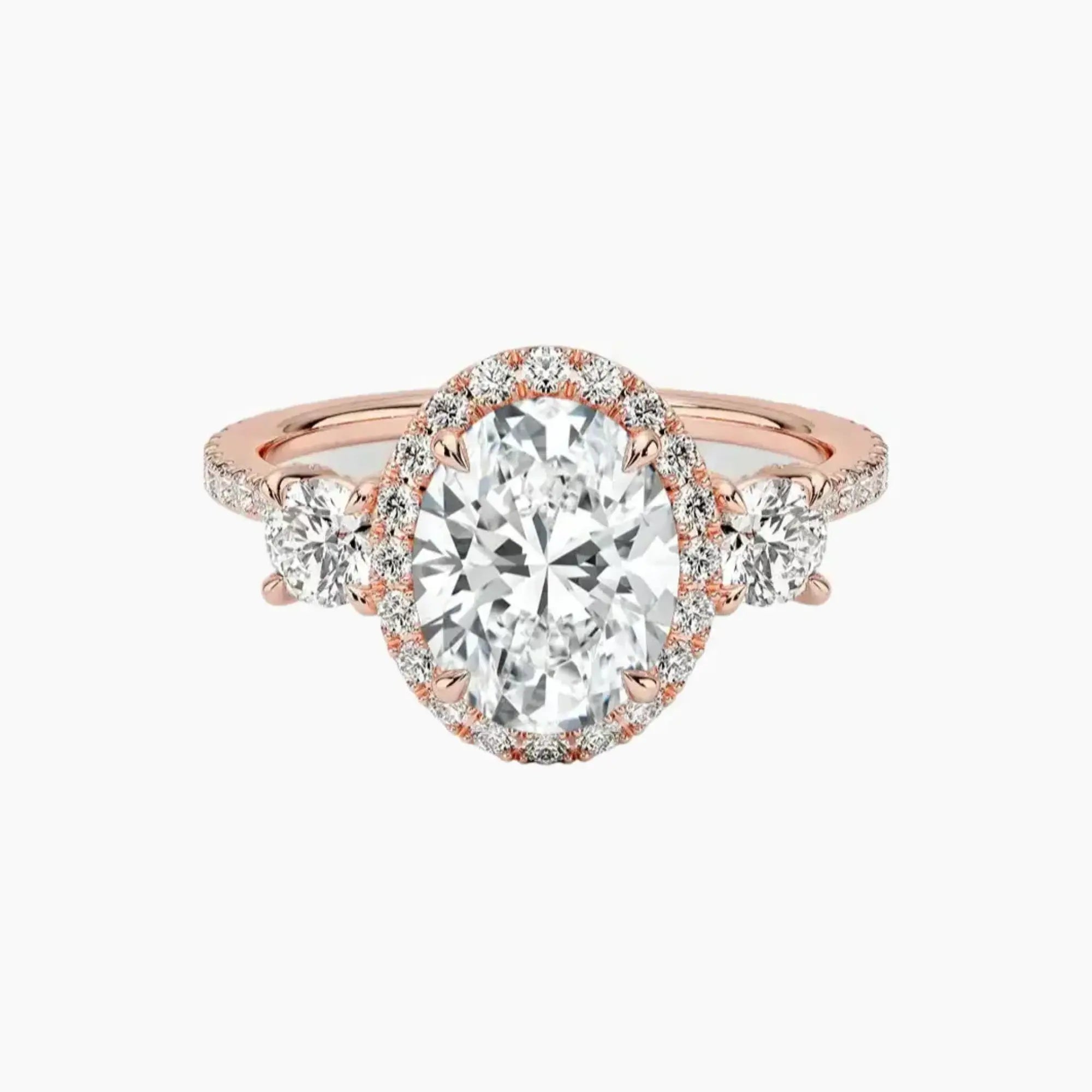 Brielle Oval Hidden Halo 2.5 Carat Lab Grown Diamond Engagement Ring in 18K White Gold