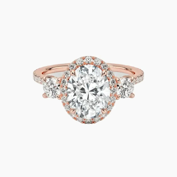Brielle Oval Hidden Halo 1.5 Carat Lab Grown Diamond Engagement Ring in 14K Rose Gold