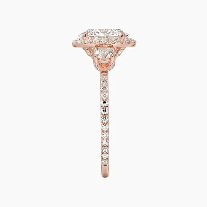 Brielle Oval Hidden Halo 3 Carat Lab Grown Diamond Engagement Ring in 18K Yellow Gold