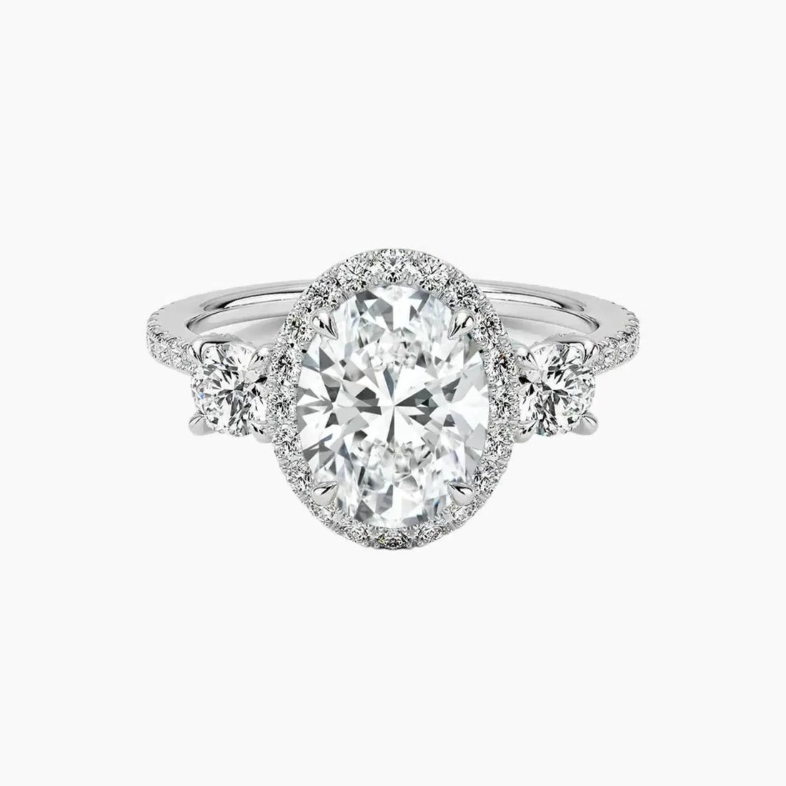 Brielle Oval Hidden Halo 3 Carat Lab Grown Diamond Engagement Ring in 18K Yellow Gold