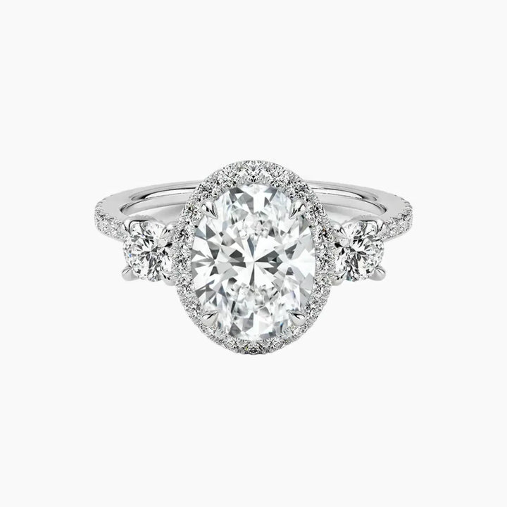 Brielle Oval Hidden Halo 3 Carat Lab Grown Diamond Engagement Ring in 18K White Gold